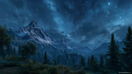 Mountains at Night - Celestial Aeon Project fantasy wallpaper
